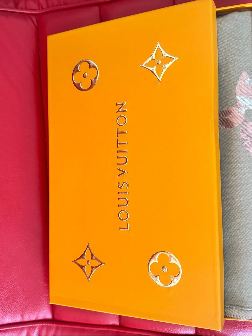 Louis Vuitton Beige & Pink Logo Cashmere Scarf